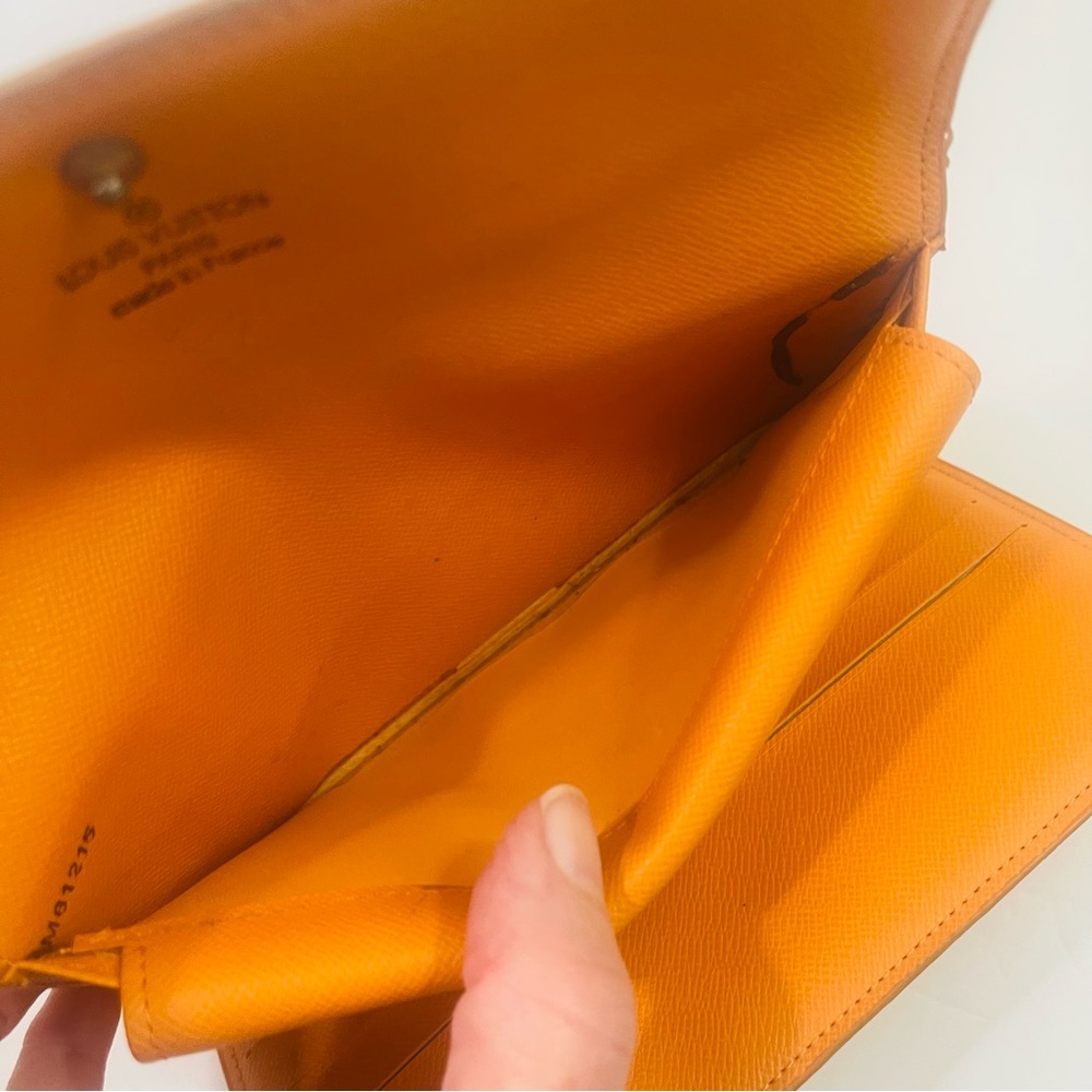 Louis Vuitton Brown Monogram Wallet with Orange and White Detail - Picture 9 of 10
